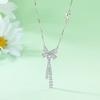 Sterling silver smart fringed bow necklace female versatile personality s925 silver pendant