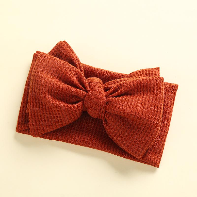 European & American Handmade Baby Hair Accessory: Large Bow Double Layer Waffle Texture Headband for Kids