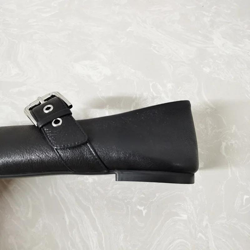 Women Mary Jane Shoes Black Pu Leather Vintage Flats Woman Fashion Belt Buckle Round Toe Ballet Flat Shoes Zapatillas De Mujer