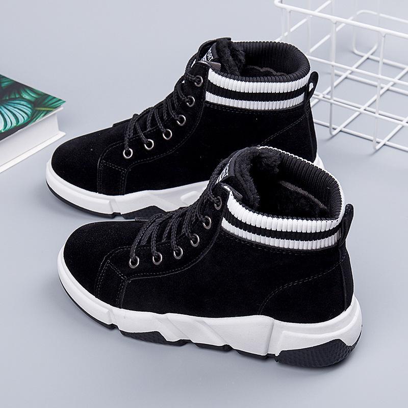 Fashion Women Plus Velvet Thick Snow Boots Winter 2024 Platform Cotton Shoes Woman Flat Wedges Sneaker High Top Causal Short Ankle Boots