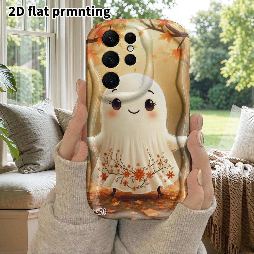 Telefon kılıfı: 2D Düz Samsung Galaxy A34 A35 M05 M06 S20 S22 S21 FE Plus 5G Koruyucu Kılıf, Çift Stili, Çiçekli Elbise Hayaleti, Noel ve Cadılar Bayramı