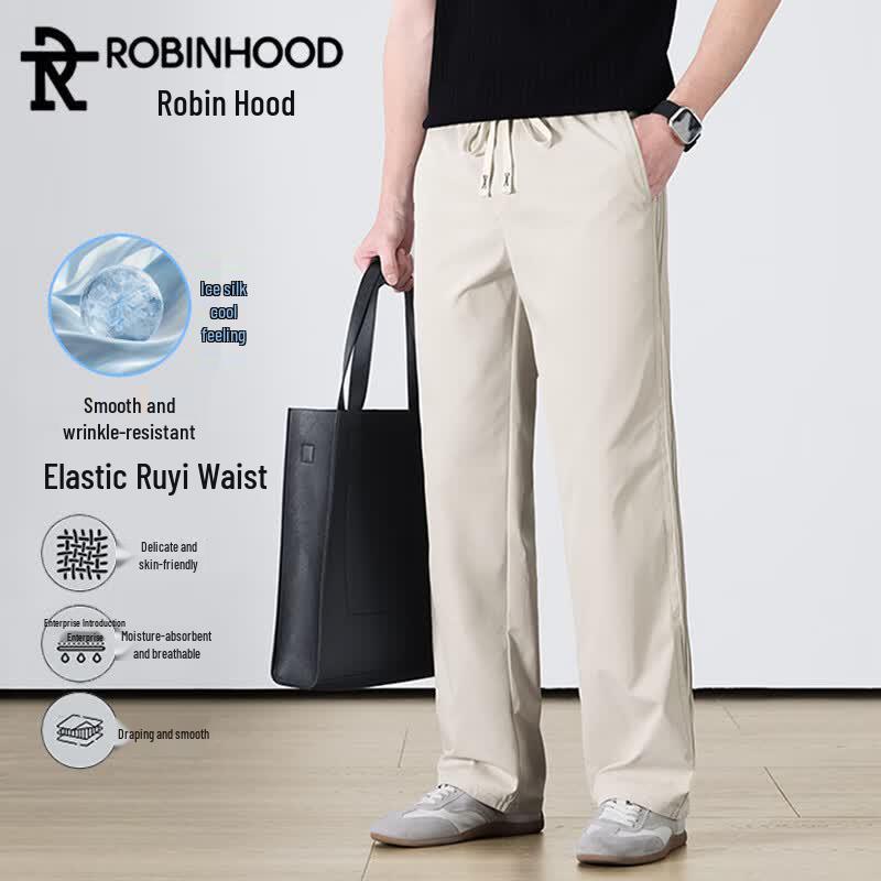 ROBINHOOD Men s Ice Silk Straight-Leg Casual Pants M