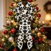 Extra Big Christmas Tree Large Bow Deocr High-end Style Striped/Cow Red Bow Tree Topper Elegant Ribbon Large Striped