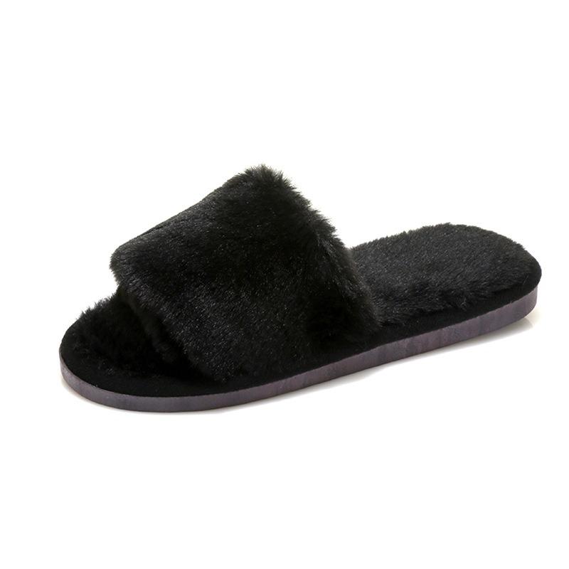 

New Fairy-like Woolen Shoes for Women s Outerwear Lazy One-line Cotton Slippers 36/37 чорний