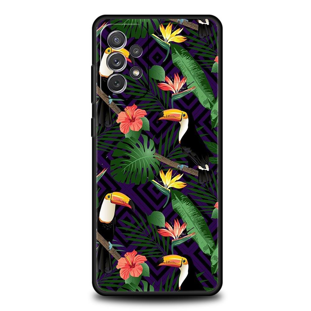 Vintage Banana Leaf Flower Case for Samsung A51 A71 A21S A12 A11 A15 A25 A31 A41 A52 A32 A23 A33 A53 A73 A03S A05S A13 5G Cover