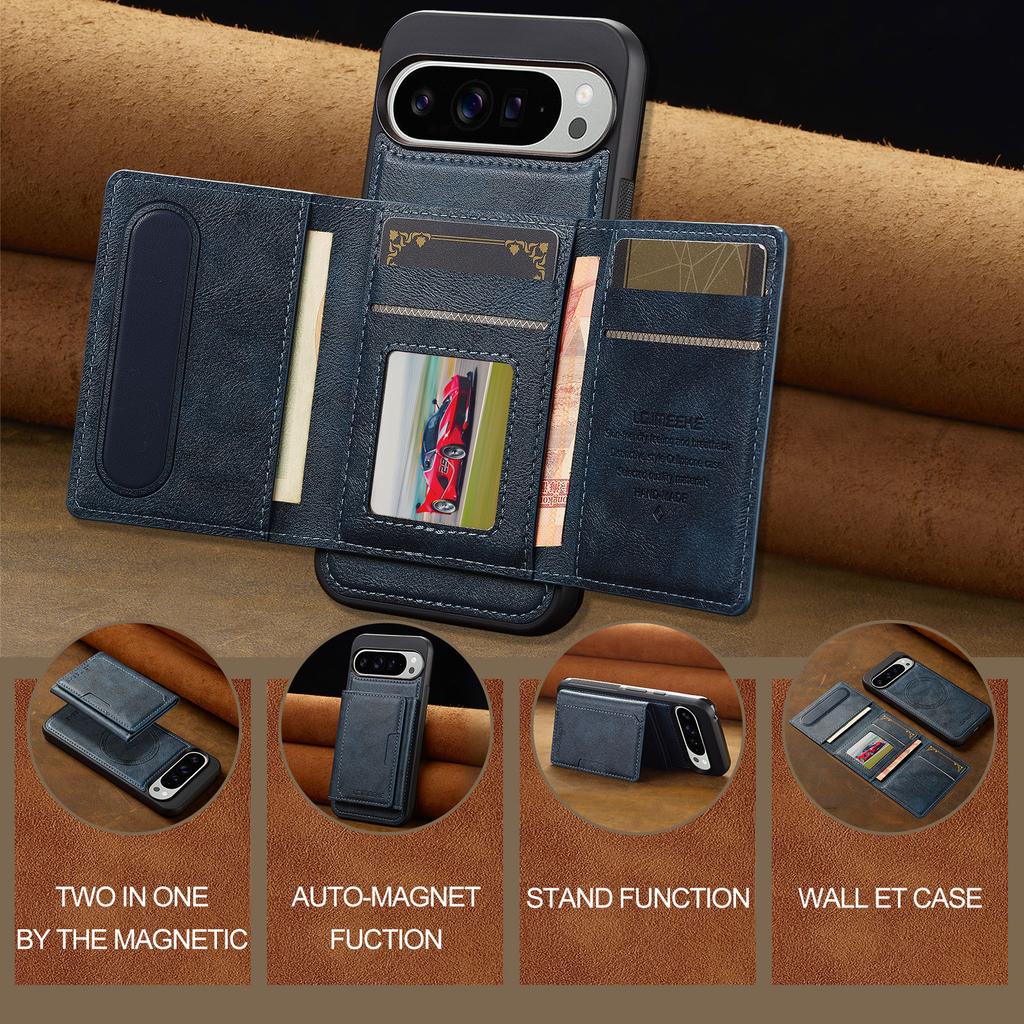 LC.IMEEKE L5 Dla Google Pixel 10 Pro XL Magnetyczne Etui na Telefon Skórzany Tylny Pokrowiec ze Zdejmowanym Uchwytem na Karty