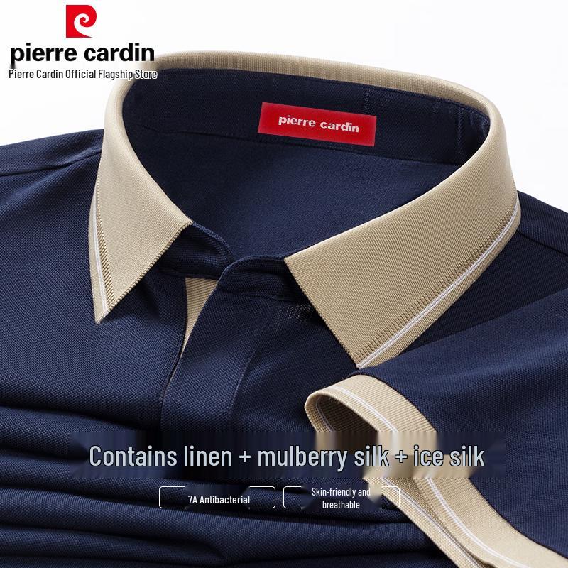 

Pierre Cardin Men s Linen Silk Blend 7A Anti-Bacterial Cool-Feel Polo Shirt 3XL