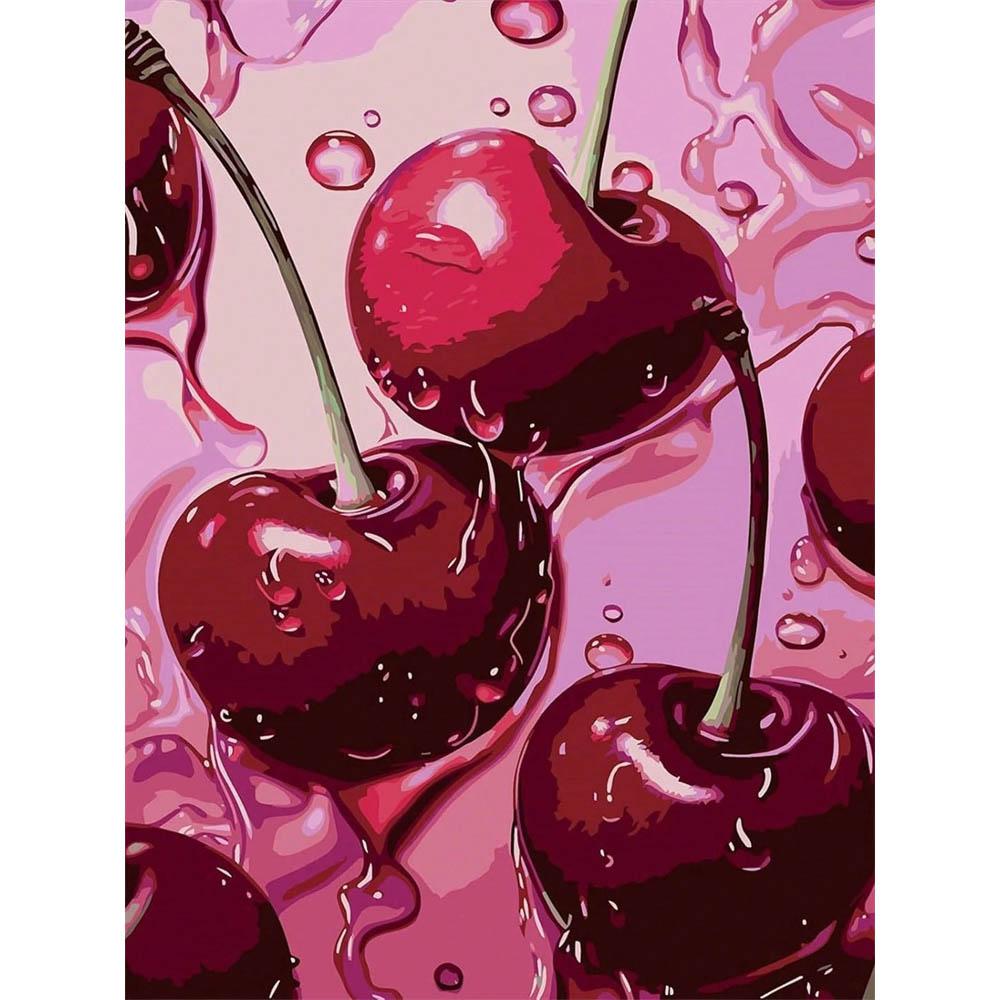 

5D Rhinestone Gemstone Three-dimensional Cherry Diamond Painting Beginner Set, DIY Colored Gemstone Decoration for Adults Round 20x30cm