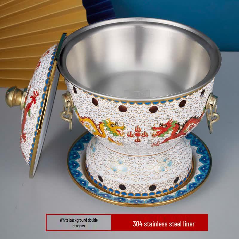 Jingtai Blue Single Person Copper Hotpot with Alcohol Stove