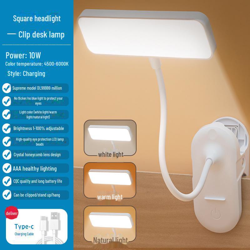 

Светодиодная настольная лампа Eye-Care Clip-On для учебы, общежития и ночлега Square Supreme Edition