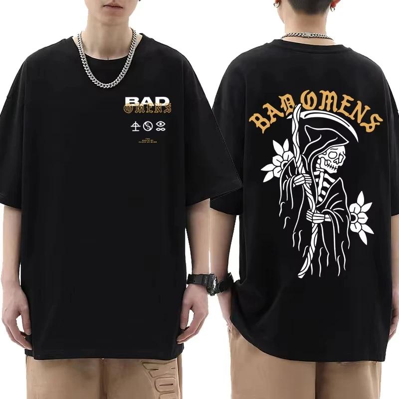 Bad Omens Band Tour American Music Tee Shirt The Death of Peace of Mind Skeleton Graphic T Shirt Men's Rock Style Gothic T-shirt