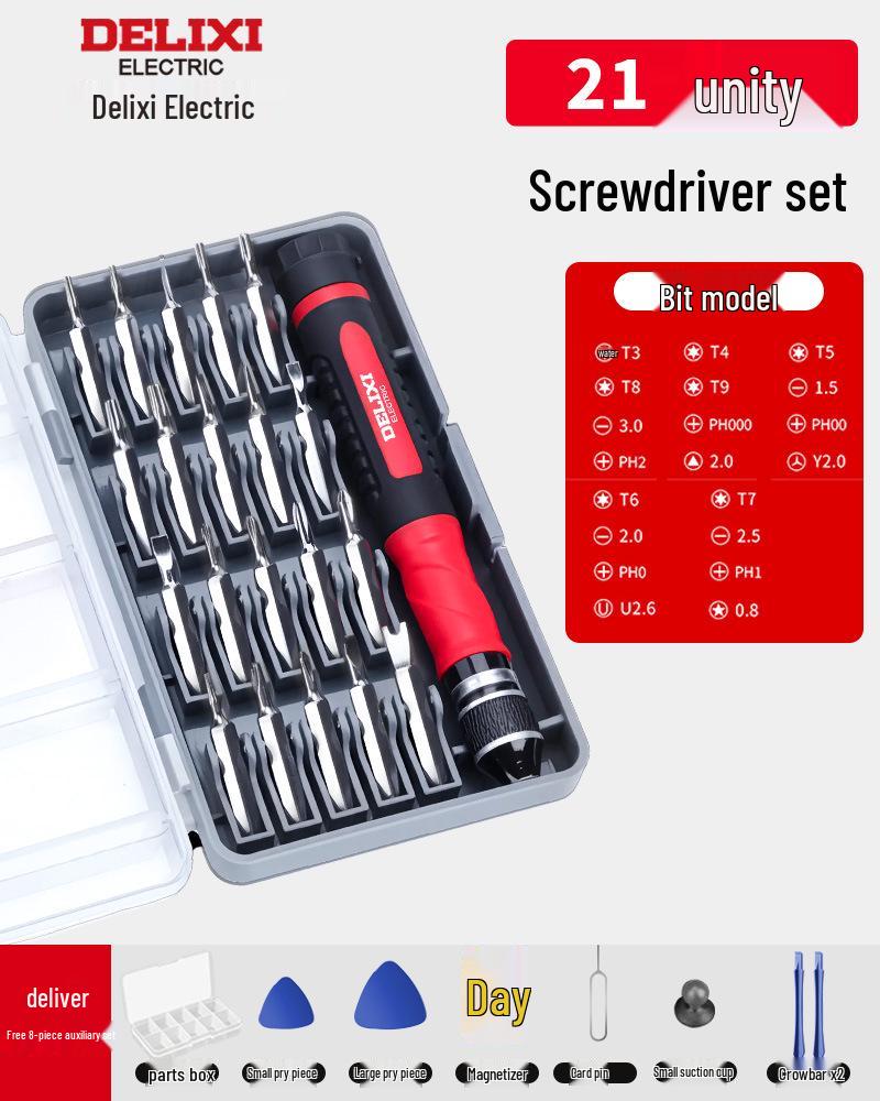 Delixi Electric Multifunktionales Schraubendreher-Set für Elektronik und Staubentfernung