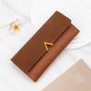 Fashion Accessory PU Wallet Card Holder Tri-Fold Moneybags Multi-card Slot Hasp Closure Long Purses Women