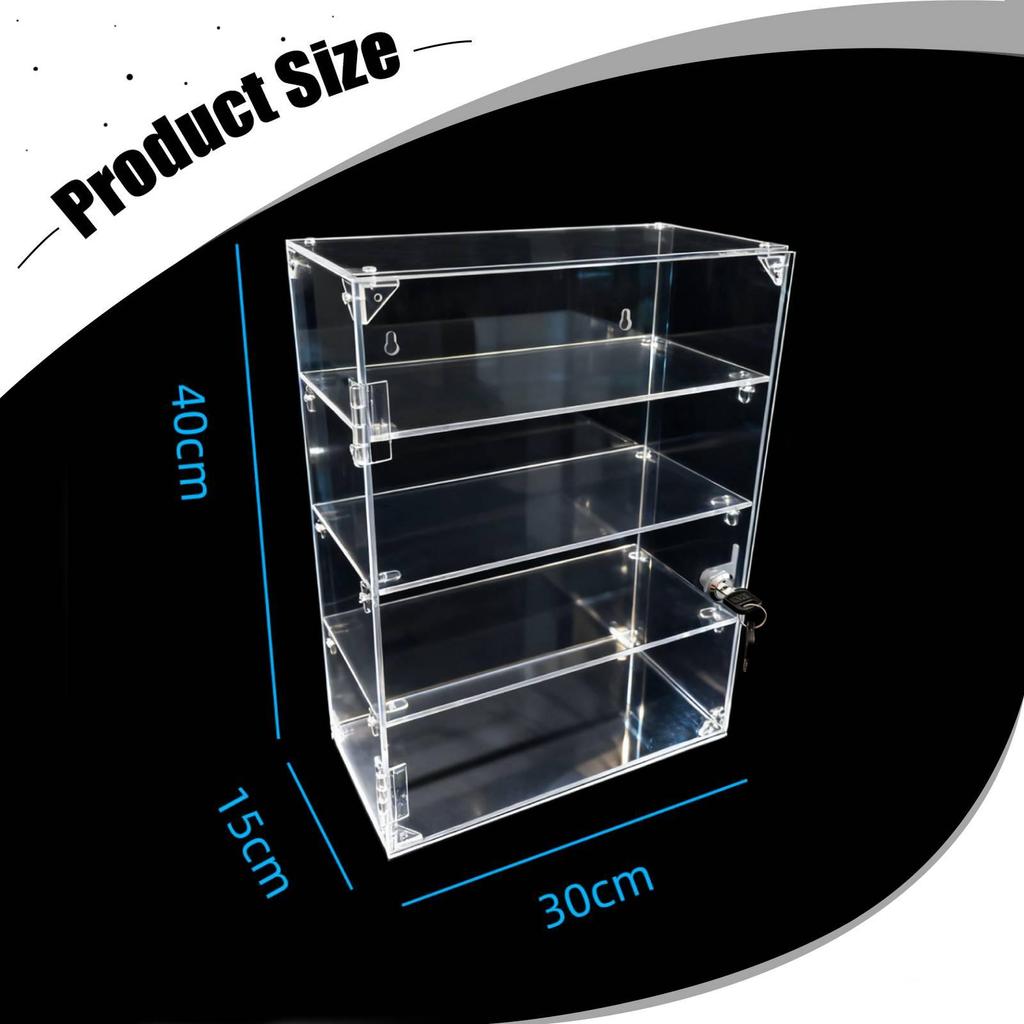 Acrylic Display Cabinet with Lock And Key, Stackable, Dustproof, Removable, Desk Organizer Box,