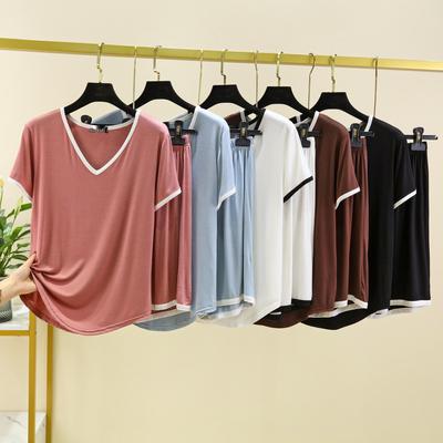 Women's Loose V-neck Shorts Set - Summer Slimming Plus Size Casual Two-Piece