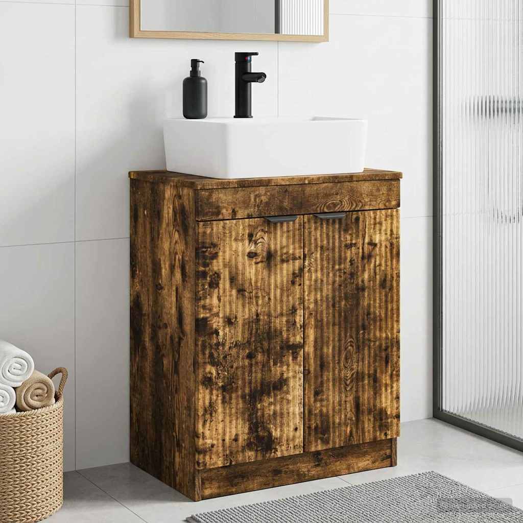 Bathroom Cabinet with Washbasin Smoked Oak