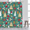 Blue Christmas Tree Shower Curtain Winter Snowflake Pine Trees New Year Christmas Bath Curtains Fabric Bathroom Decor With Hooks