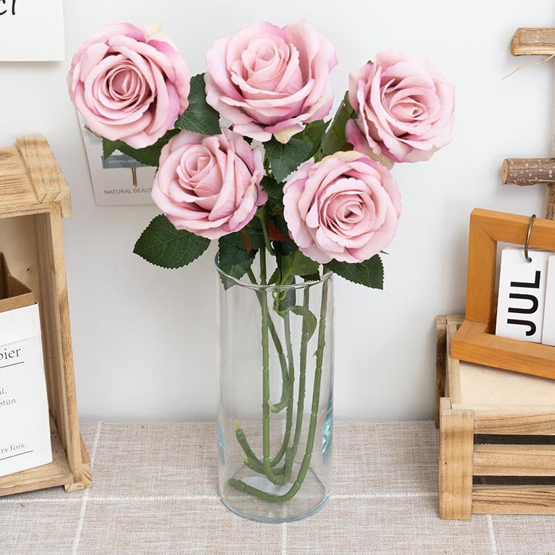 1pc /5pc Beautiful Silk Artificial Rose Flowers Wedding Home Table Decor Long Bouquet Arrange Fake Plant Valentine 'S Day Presents 