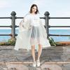 Transparenter EVA-Regenmantel mit Kapuze für Erwachsene, Unisex, mittellanger Poncho mit Druckknöpfen, wasserdicht, winddicht, Wanderregenmäntel für Männer und Frauen