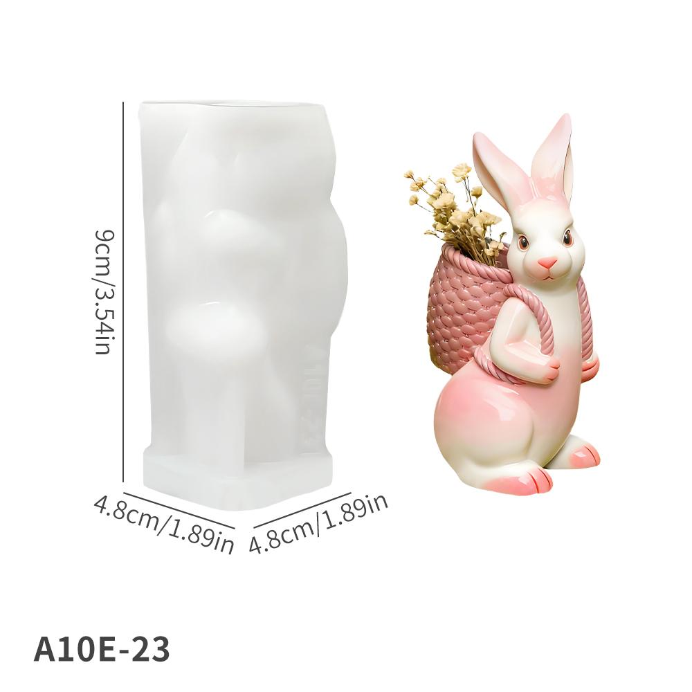 DM1299 Easter Basket Rabbit Flower Pot Resin Silicone Mold Bunny Storage Candle Jar Gypsum Plaster Cement Concrete Molds