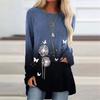 Fashion Women's  Printed Long Sleeve Round-Neck T-Shirt Long Style Tops