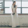 Plus Size Chiffon Light Wedding Dress with Short Sleeves - Perfect for Outdoor Weddings, Travel Photography, Banquets, and Evening Events with Veil