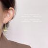Lily of the Valley Silver-Plated Earrings with Green Tassel and Freshwater Pearl