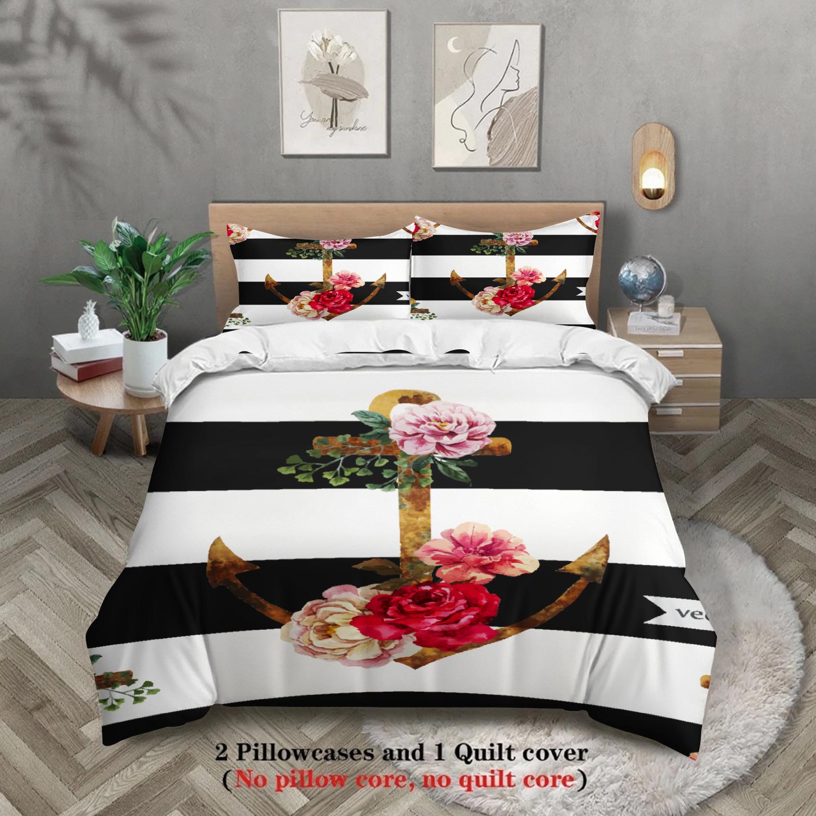 

3pcs Floral Bedding Sets 3D Printed Tropical Flower Duvet Cover Sets With Pillowcases No Filling EU Twin(135x200cm)