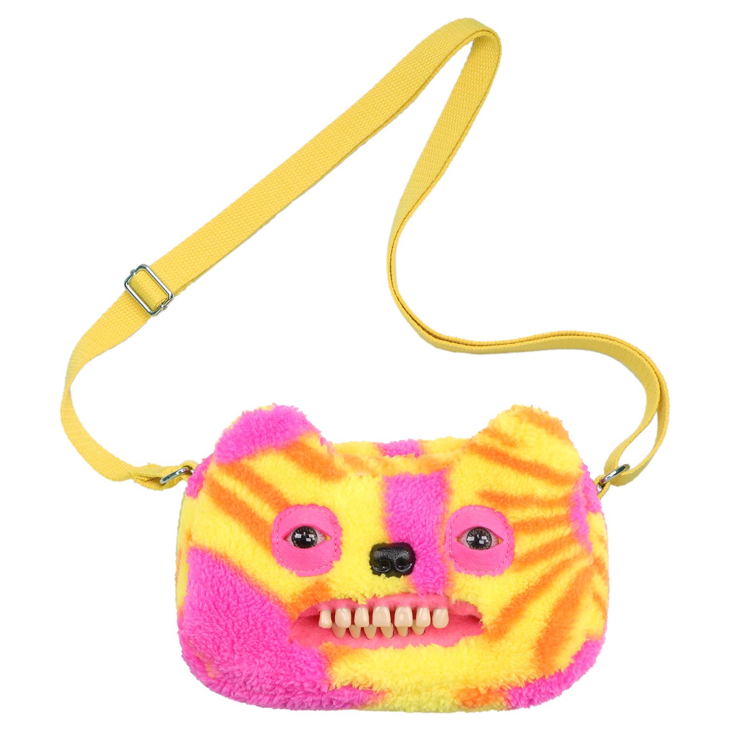 MARKET-3 Lelijke Tanden Monster Pluche Speelgoed Schoudertas Grote Ogen Vreemdeling McStinkles Kat Pluche Crossbody Tas Cadeaus yellow
