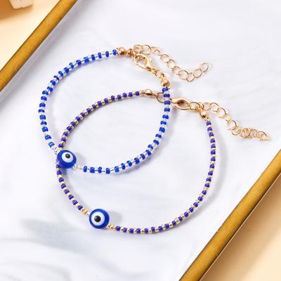 Modische Türkische Blaue Böse Auge Armbänder für Damen Herren Böhmische Handgefertigte Reiskornketten Armband Glücksbringer Schmuck Zubehör