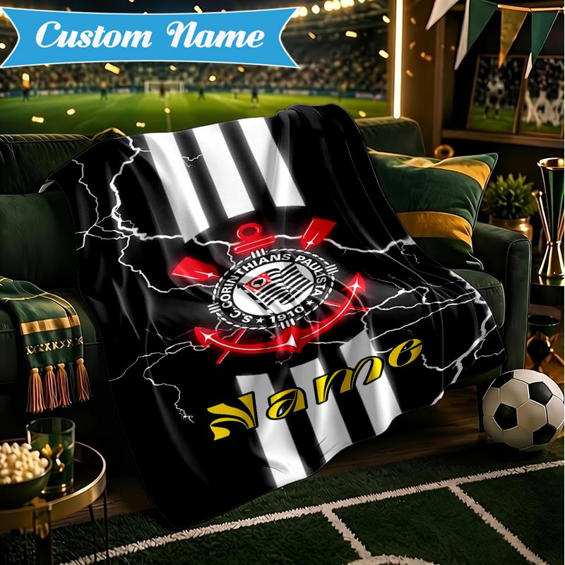 Custom Name Corinthians Team Crest Blanket Lightweight Ideal Bedding Blanket Perfect for Travel, Camping, Living Rooms, Sofas, Christmas gift