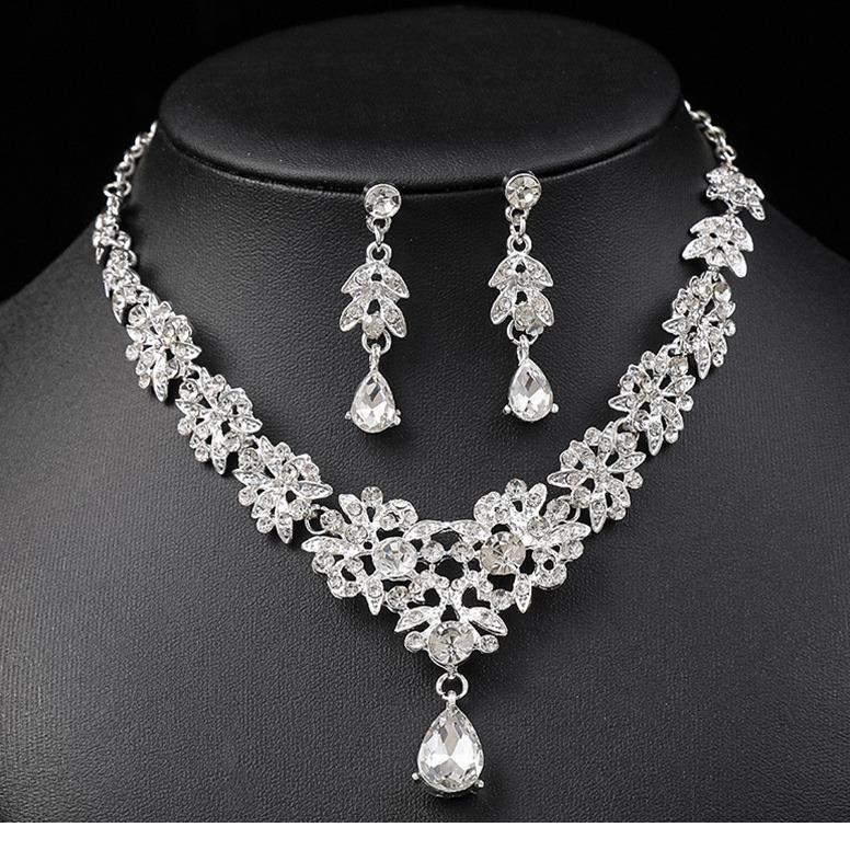 Conjunto de collar y pendientes de novia 2026, joyería nupcial, accesorios para vestido de circonita