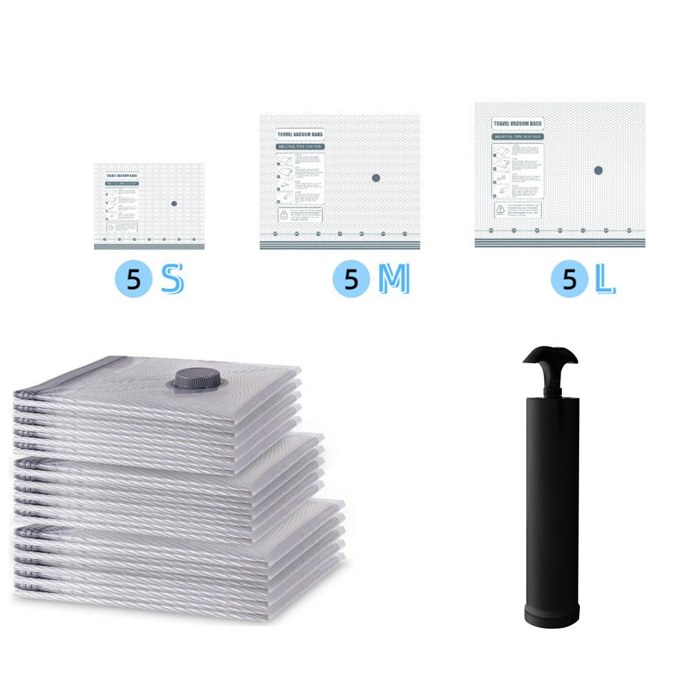 6/9/12/15 шт. С насосом Набор вакуумных пакетов для хранения Домашний органайзер для одежды Пакеты для деталей Компактный набор вакуумных пакетов для хранения с ручным насосом 6pcs