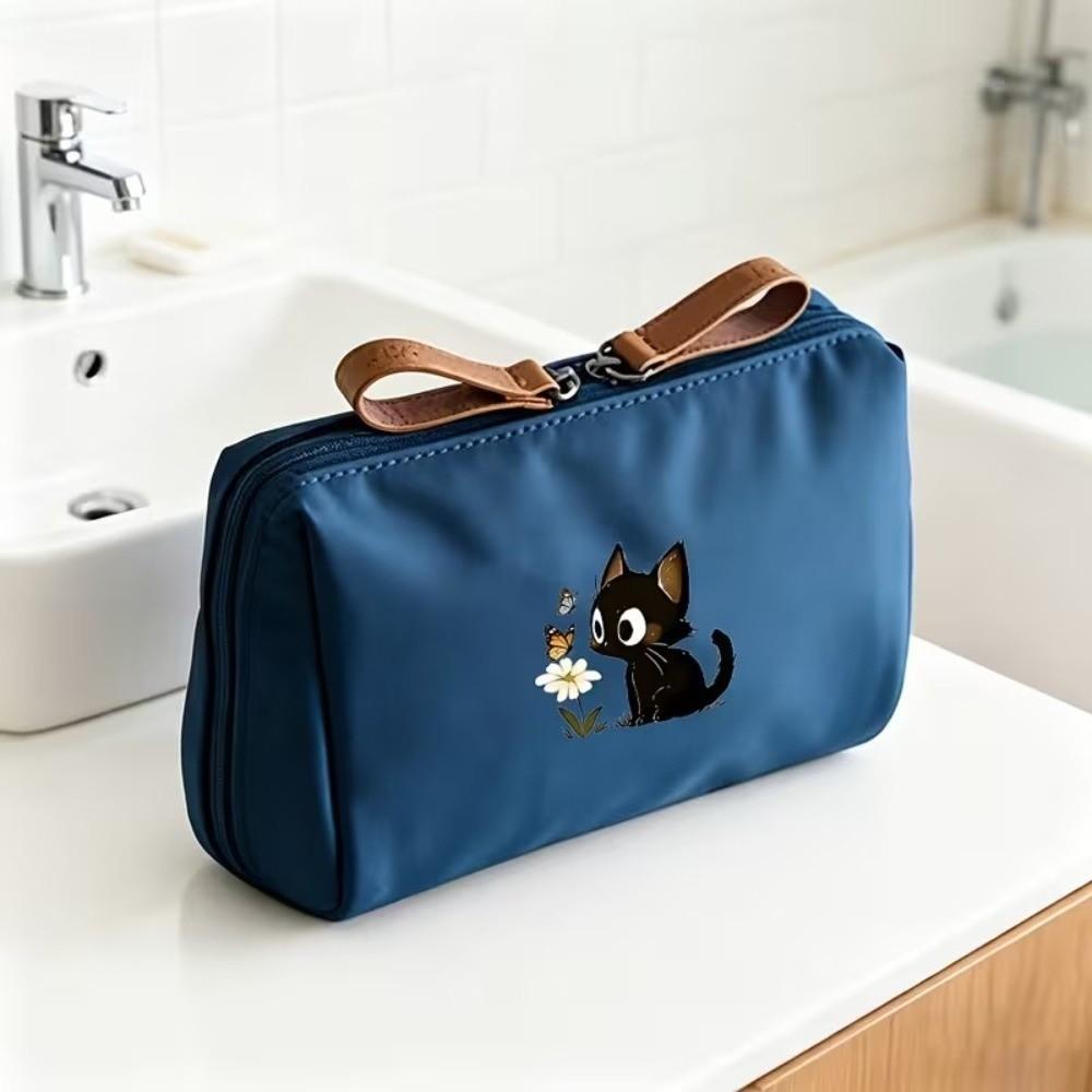 Portable Size Makeup Bag Cat Printed Storage Organizer Simple Cosmetic Pouch Travel Use