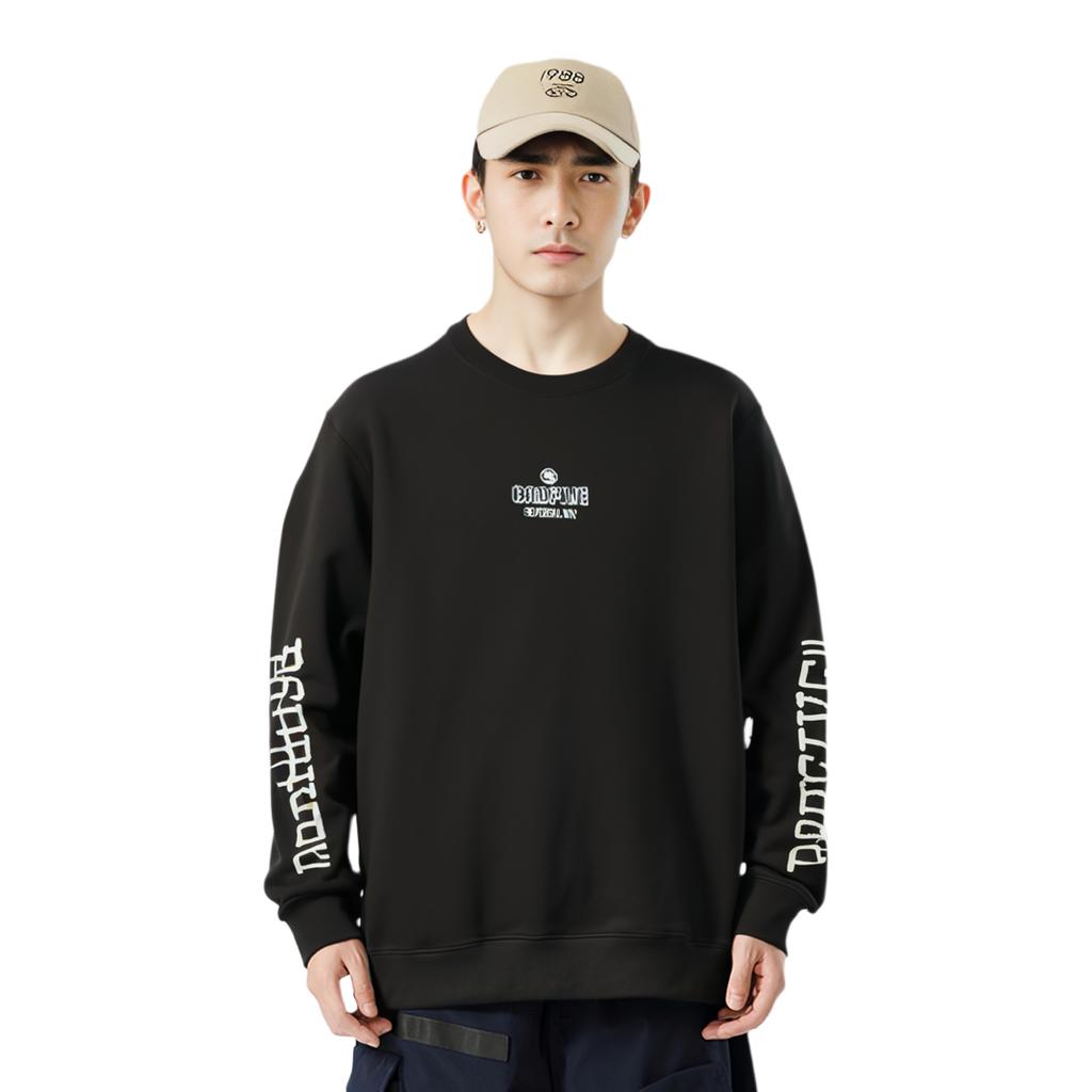Li Ning Sweatshirts Men's Black Crew Neck Moderate Regular AWDR413-1