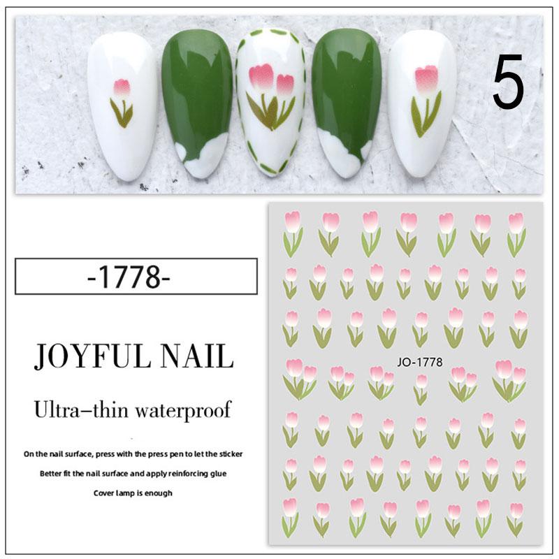 

Наклейки для ногтей Тюльпан Маленький Цветок Лепесток Лист Наклейка для ногтей Водонепроницаемая Лента С клейкой основой as the picture