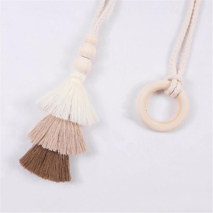 2 Pack Cotton Rope Curtain Holdbacks Ties Decorative Drapery Clip With Fringe and Wooden Beads for Living Room Decors