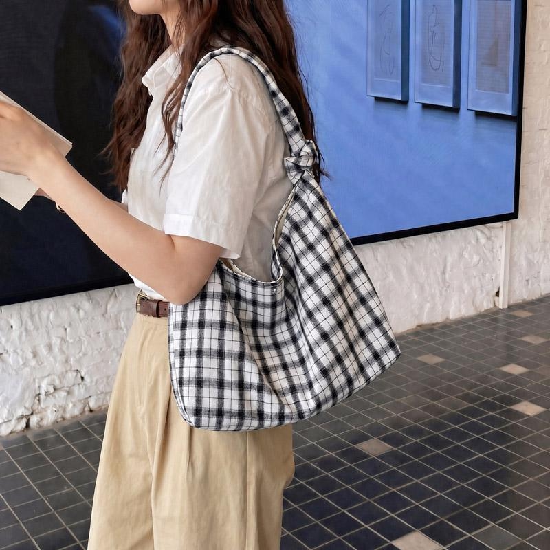 Underarm Bag Women's Large Capacity Plaid Tote Bag Commuter Shoulder Bag