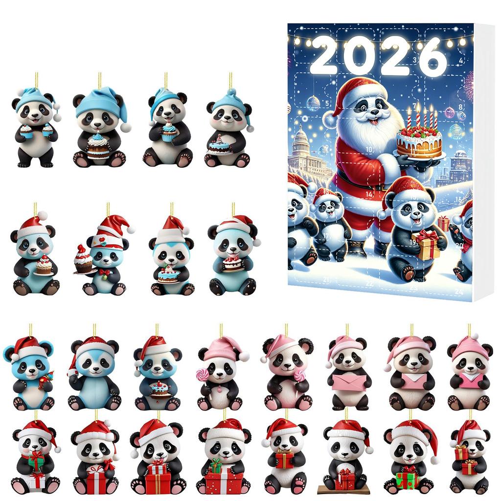 New product cartoon panda acrylic charm holiday calendar gift box toy