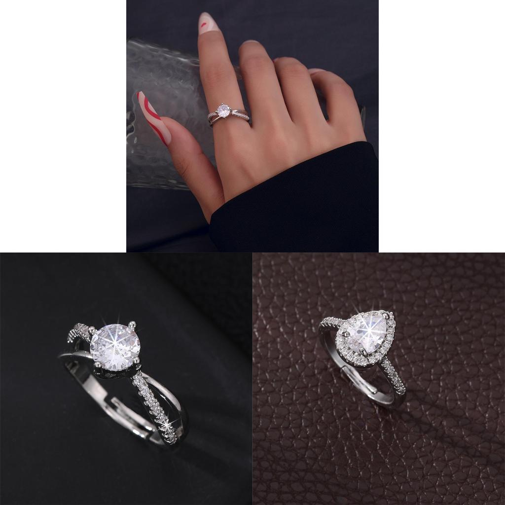 Modern Adjustable Water Drop Ring With Electroplated Finish For Female Wear