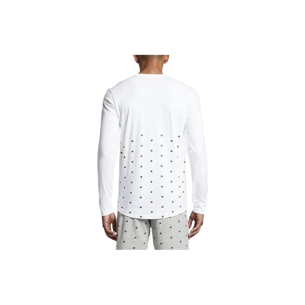 Jordan Solid Color Crew Neck Pullover With Logo Print Long Sleeve T-Shirt Men Tops White 819122-100