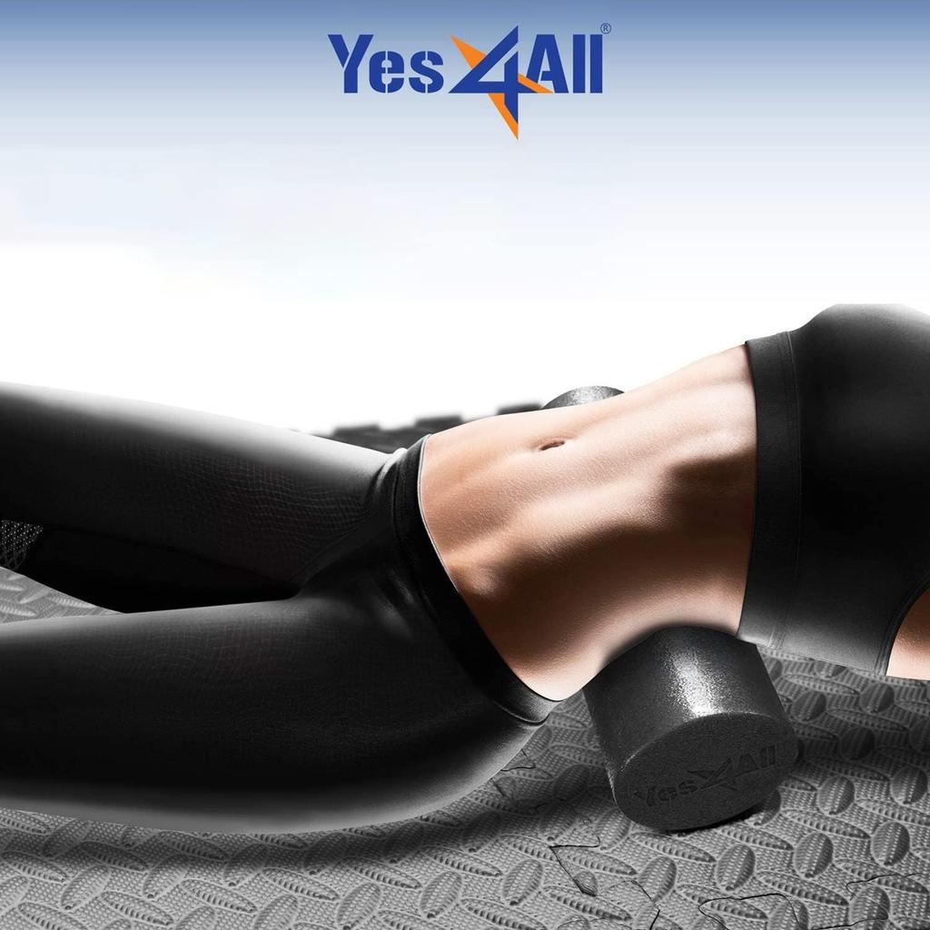 Yes4All Medium Firm Round PE Foam Rollers in 30, 45, 60, and 90 cm for Pilates, Yoga, Stretching, Balance & Core Exercises