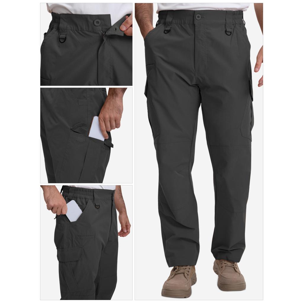 Men's Outdoor Cargo Pants - Multi-Pocket Lightweight  Straight-Leg Waterproof Breathable Hiking Camping Fishing Work Pants
