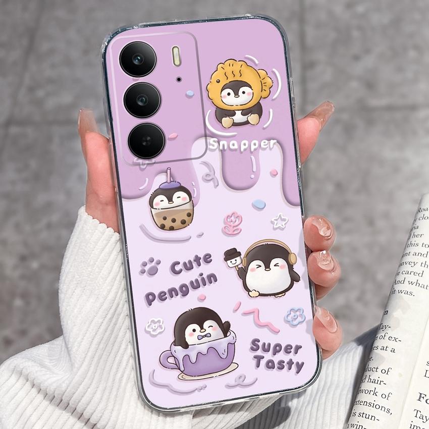 For Oppo Realme C75 C75x C71 C67 C63 C55 C35 C33 C21Y C20 C15 Clear Phone Covers Adorable Cat Patterns Screen Protector Dustproof Case For Oppo Casing