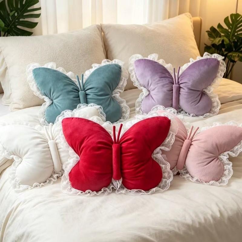 Modern Lace Butterfly Decorative Cushion With Pp Cotton For Bedroom And Office