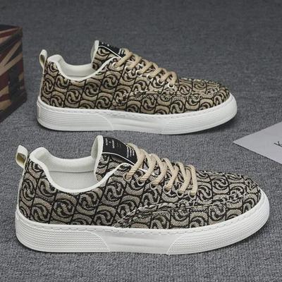 Men's Low-Top Summer 2025 Canvas Sneakers: Thick-Soled, Printed Sports Shoes for Casual Fashion