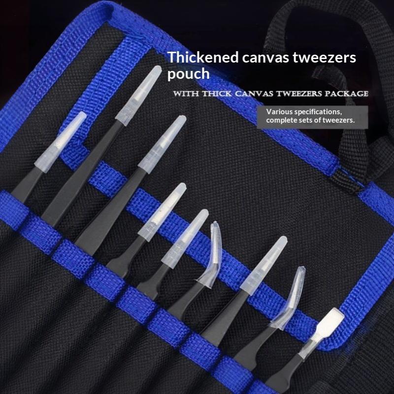 10PCS Non-Magnetic Antistatic Tweezers Set Stainless Steel Maintenance Tools for Jewelry Stone Setting