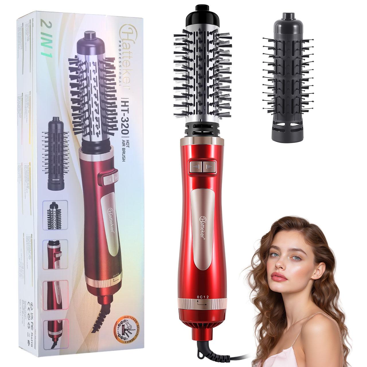 Hatteker Professional 2in1 Electric Hair Styler Powerful 3 Speed Settings 360-Degree Swivel Cord Electric Hair Brushes 220-240V