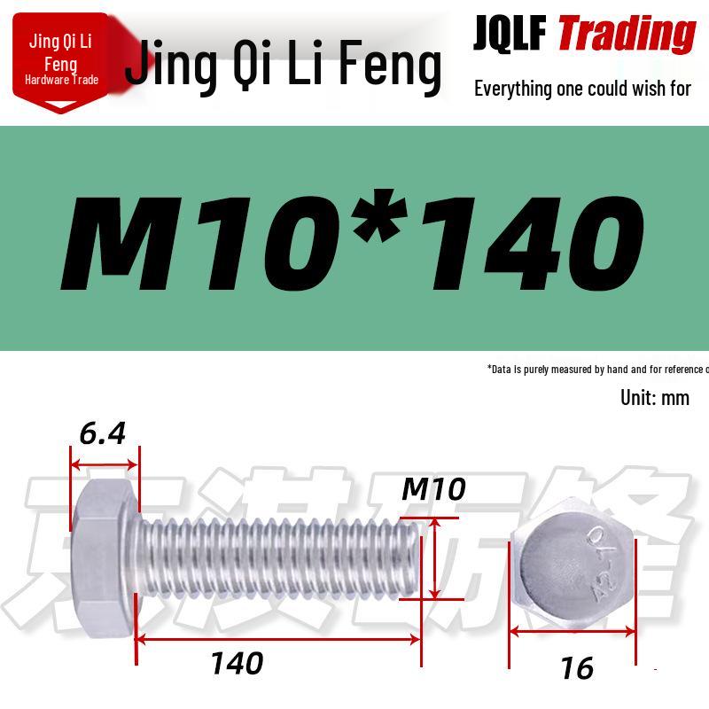 201 Stainless Steel Hex Head Full Thread Bolt: Wear & Corrosion Resistant, M4-M14 for Aerospace Machinery