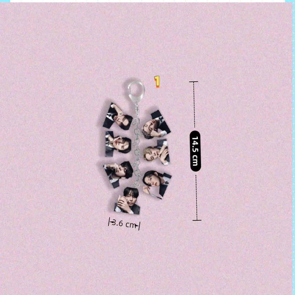 9pcs BTS Multi-Charm Keychain, Bangtan Boys Member Photo/Cartoon Figure Chain Keyring, Kpop ARMY Fans Bag Charm